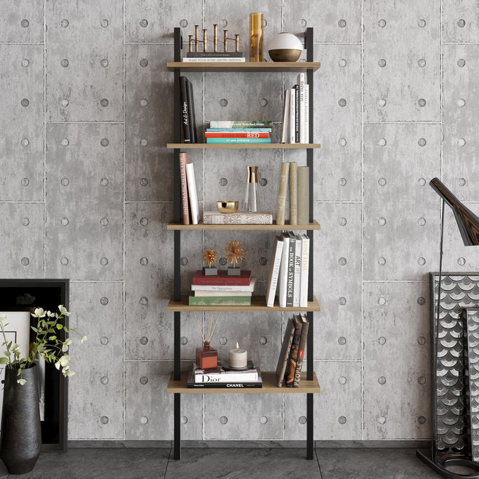 Giga Meubel - Boekenkast Walnoot|Zwart - 60x22x174cm - Piante