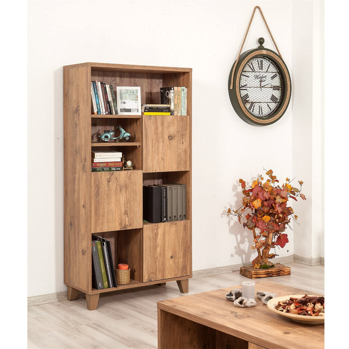 Giga Meubel - Boekenkast Naturel Hout - 80x36x155cm - Marina Flora