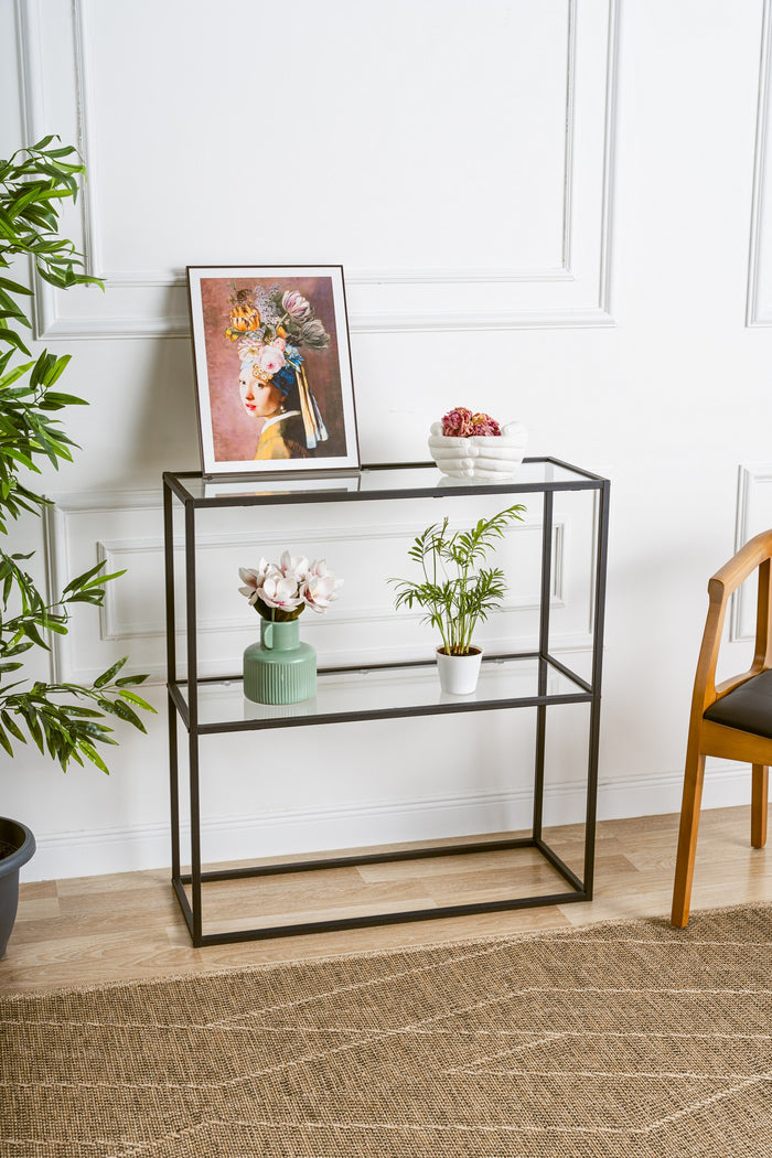 Giga Meubel - Sidetable Zwart Metaal - 80x30x85cm - Berra