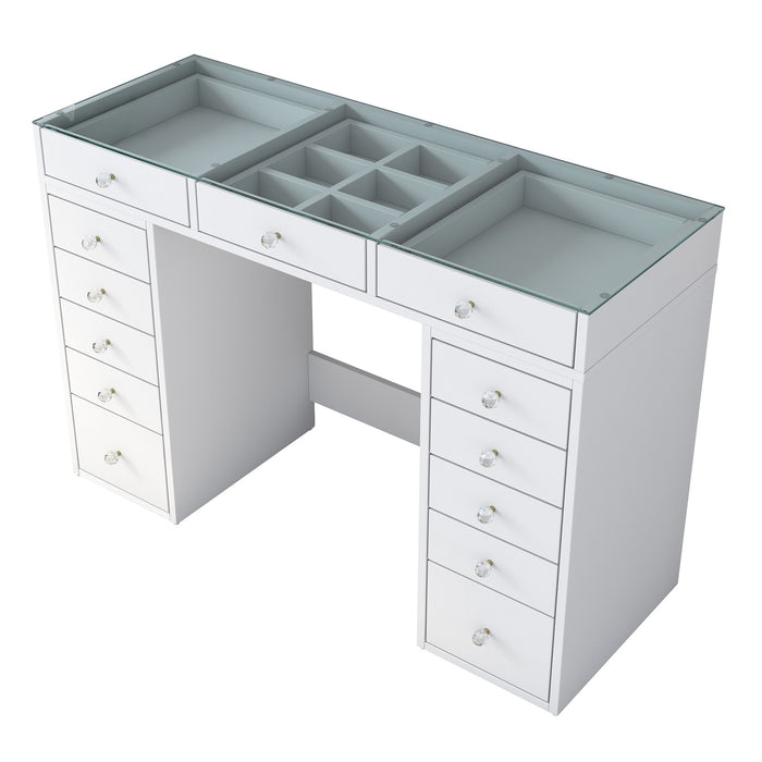 Giga Meubel - Make-Up Tafel - Wit|Glas - 120cm - Beyas