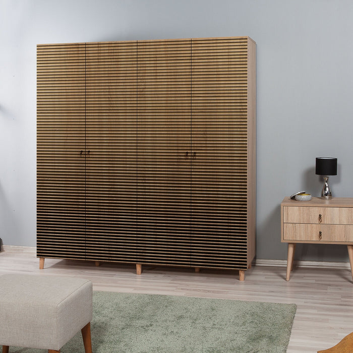 Giga Meubel - Kledingkast Eiken Hout - Gestreept - 180x52x192cm - Imaj