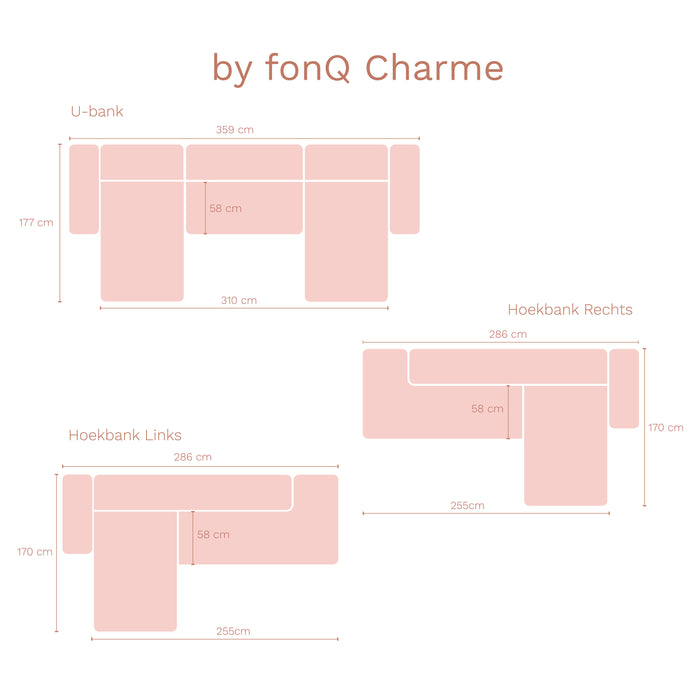 by fonQ Charme Hoekbank Rechts met Slaapfunctie - Chenille - Beige