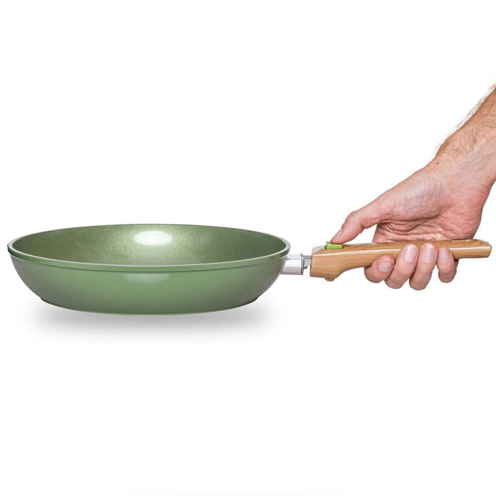 Just Vegan RVS ECO koekenpan 20 cm met afneembaar handvat, anti-aanbaklaag