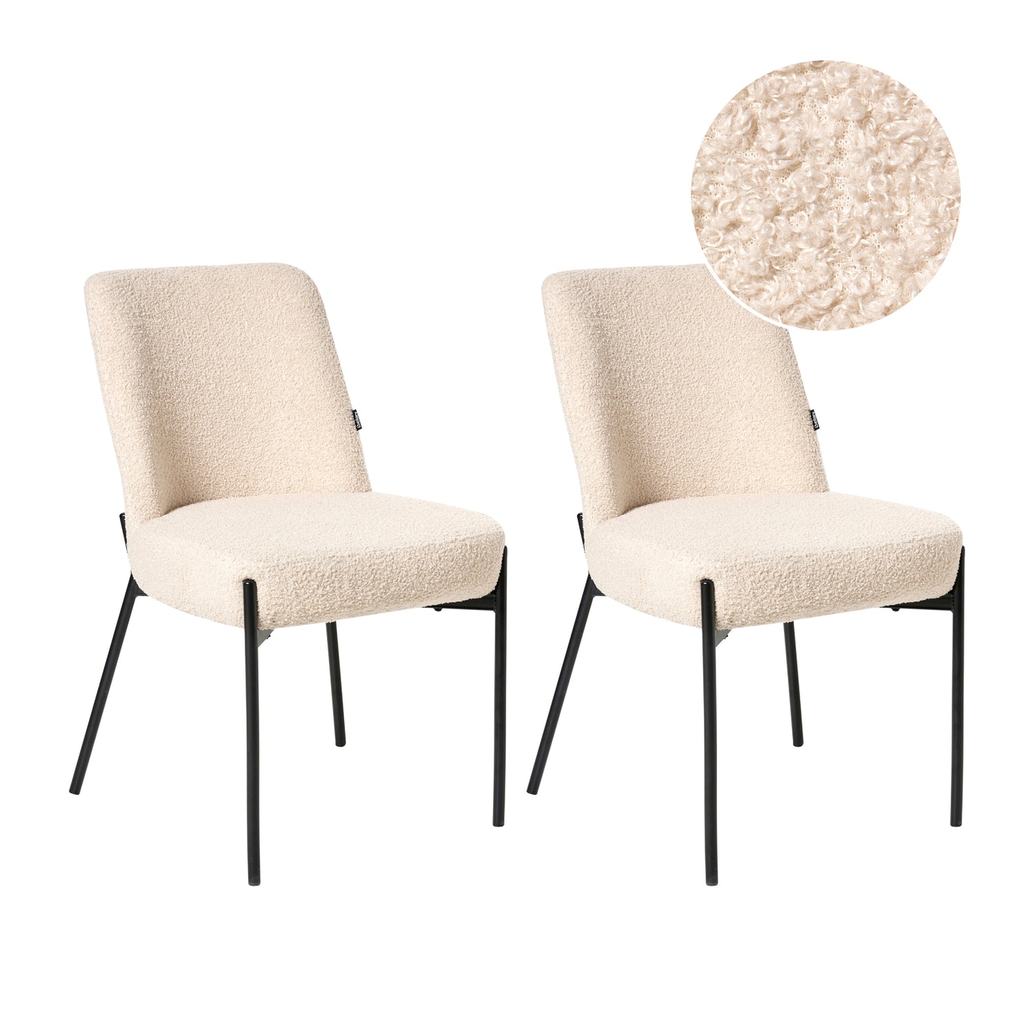 Beliani - MALIN - Eetkamerstoel set van 2 - Lichtbeige - Bouclé