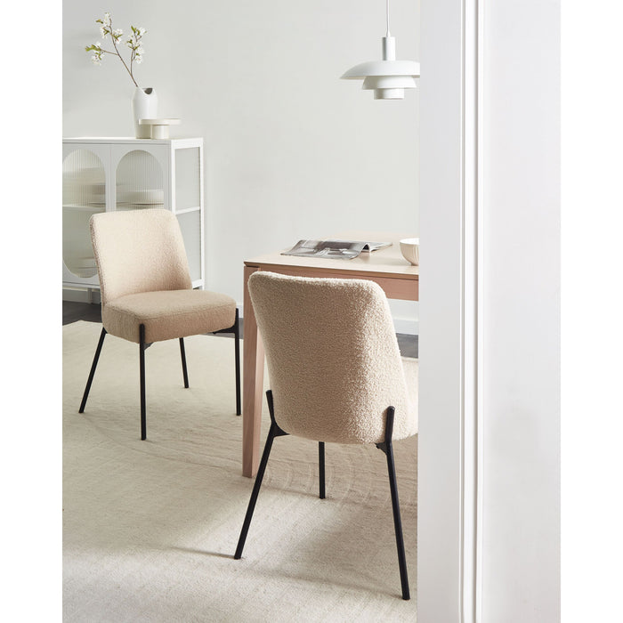 Beliani - MALIN - Eetkamerstoel set van 2 - Lichtbeige - Bouclé