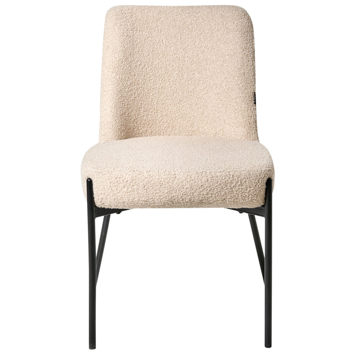 Beliani - MALIN - Eetkamerstoel set van 2 - Lichtbeige - Bouclé