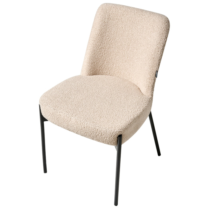 Beliani - MALIN - Eetkamerstoel set van 2 - Lichtbeige - Bouclé