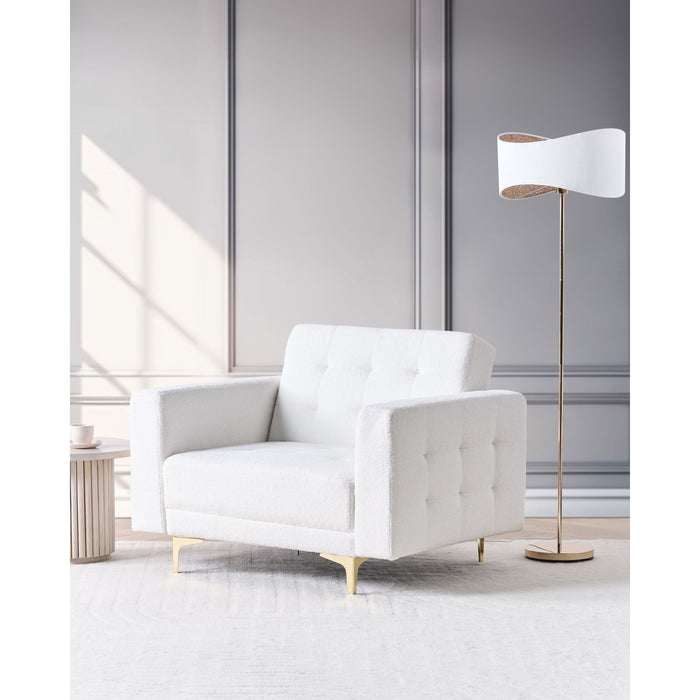 Beliani - ABERDEEN - Fauteuil - Wit - Bouclé