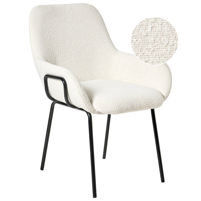 Beliani - ALGONA - Eetkamerstoel - Gebroken wit - Bouclé