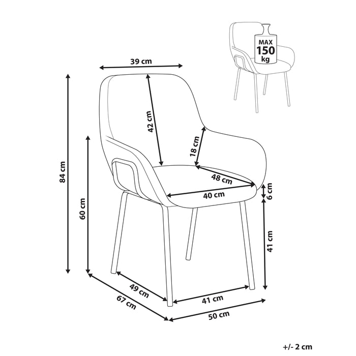 Beliani - ALGONA - Eetkamerstoel - Gebroken wit - Bouclé