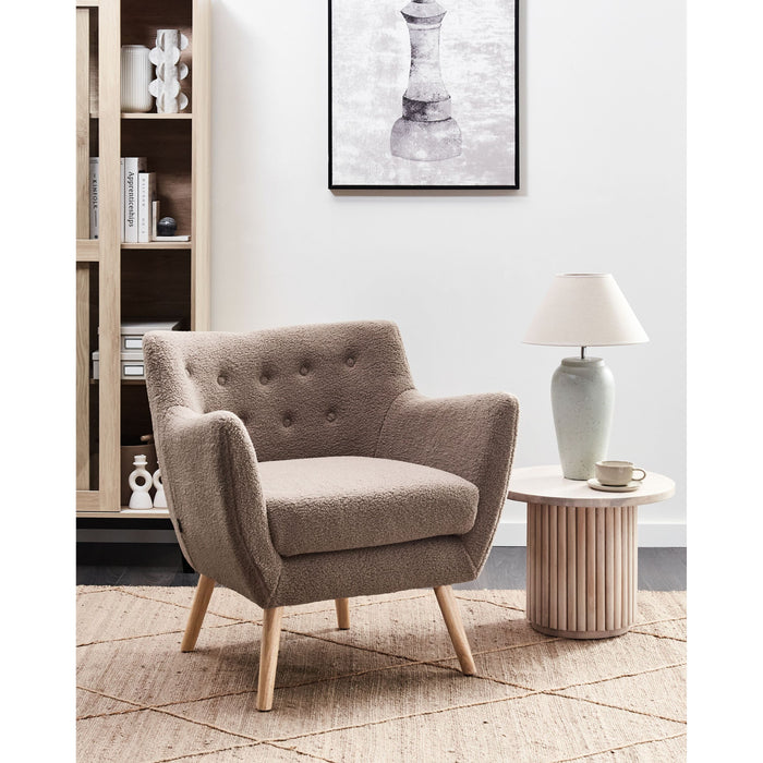 Beliani - DRAMMEN - Chesterfield fauteuil - Bruin - Bouclé