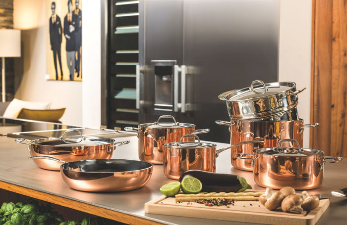 Mepra Pannenset Toscana - Kookpan ø 20, 24 & Steelpan ø 16 cm + Deksels - Koper - 3 Delig