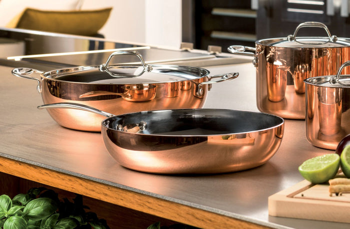 Mepra Pannenset Toscana - Kookpan ø 20, 24 & Steelpan ø 16 cm + Deksels - Koper - 3 Delig