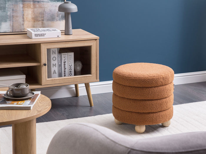 Beliani - CHILLY - Poef - Goudbruin - Bouclé