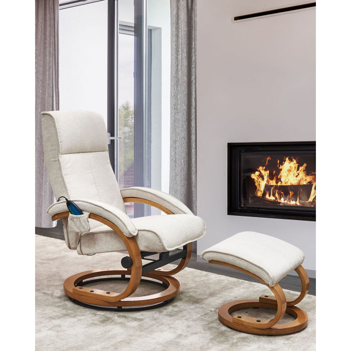 Beliani - HERO - Relaxfauteuil met voetenbank - Lichtbeige - Polyester