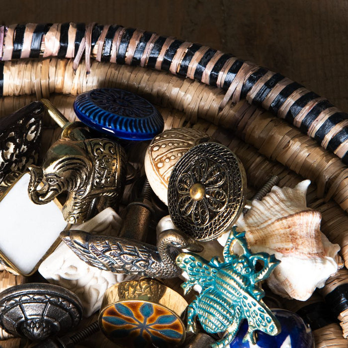 Clayre & Eef Deurknop Ø 4 cm Blauw Keramiek Bloem