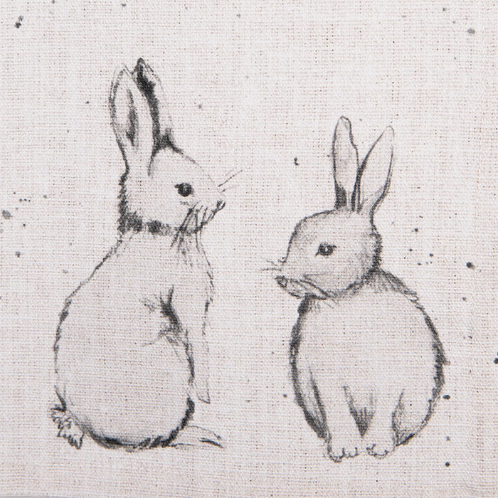 Clayre & Eef Theedoek 50x70 cm Beige Grijs Katoen Konijn