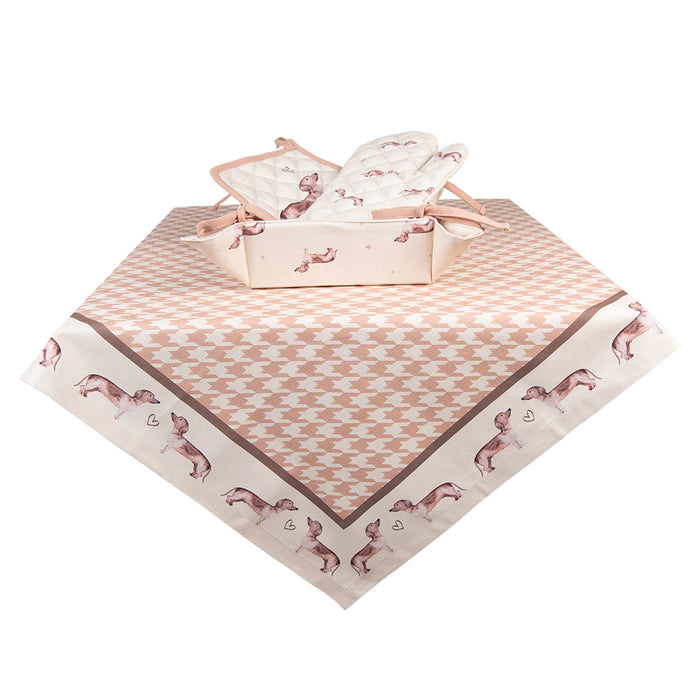 Clayre & Eef Pannenlap 20x20 cm Beige Katoen Teckel