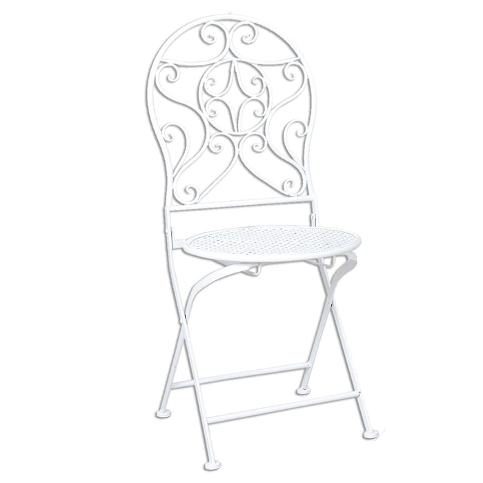 Clayre & Eef Bistroset Bistrotafel Bistrostoel 3-delig Ø 60x70 Wit