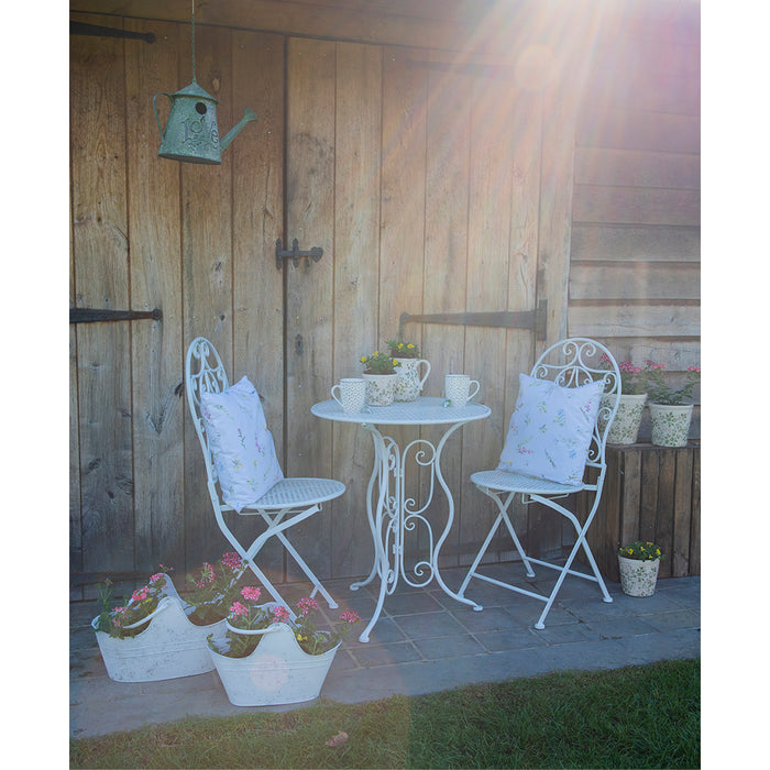 Clayre & Eef Bistroset Bistrotafel Bistrostoel 3-delig Ø 60x70 Wit