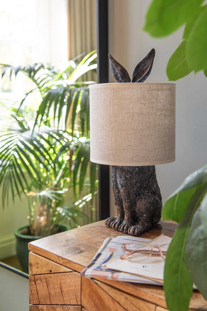 Clayre & Eef Tafellamp Konijn Ø 20x45 cm Bruin Beige Polyresin