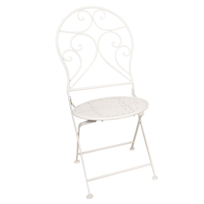 Clayre & Eef Bistroset Bistrotafel Bistrostoel 3-delig Ø 60x70 Wit