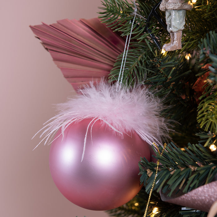 Clayre & Eef Kerstbal Set van 4 Ø 10 cm Roze Glas