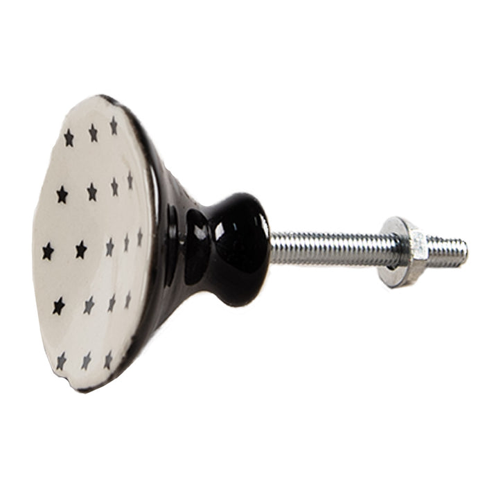 Clayre & Eef Deurknop Set van 4  Ø 4 cm Beige Keramiek Sterren