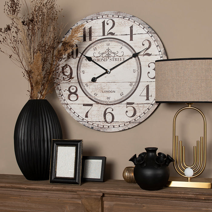 Clayre & Eef Wandklok Ø 60 cm Beige MDF