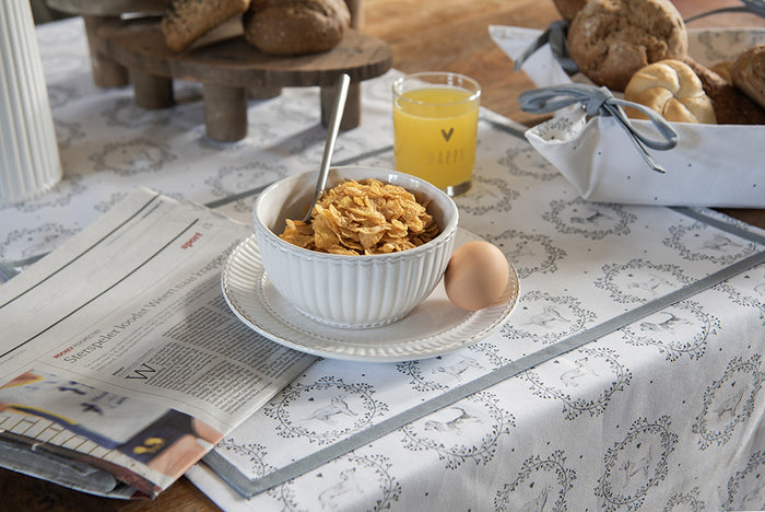 Clayre & Eef Theedoek 50x70 cm Wit Grijs Katoen Hond