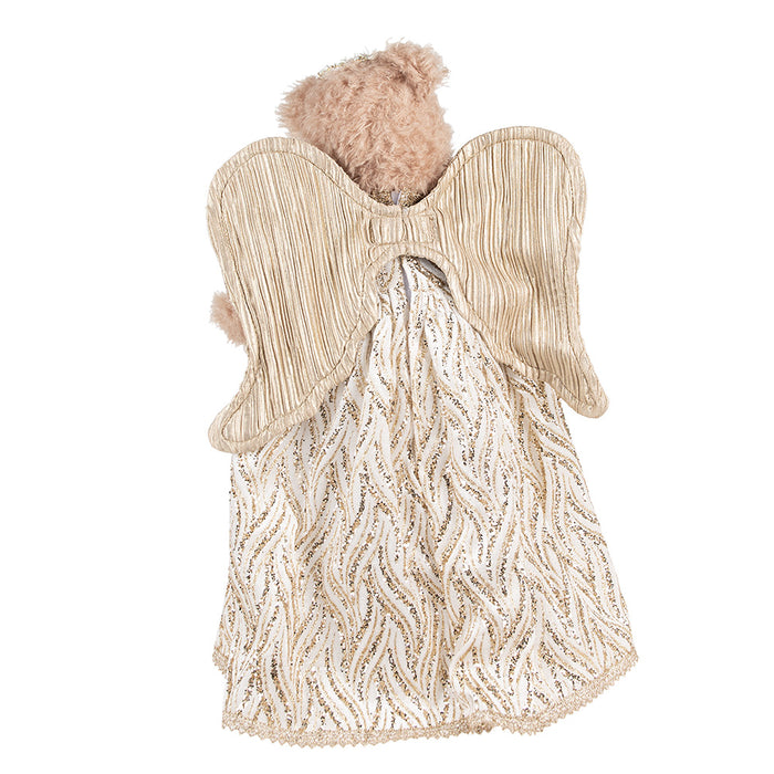 Clayre & Eef Kerstdecoratie Beer 40 cm Beige Goudkleurig Kunststof