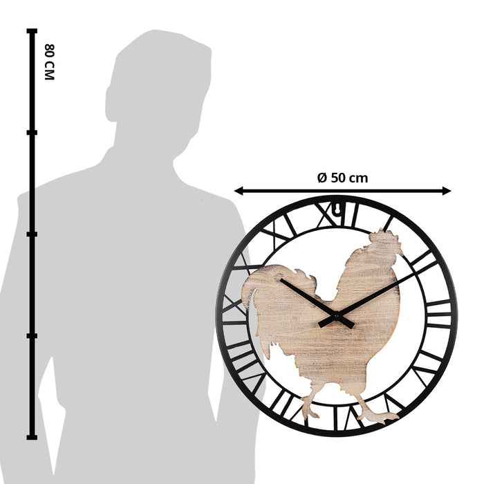 Clayre & Eef Wandklok Ø 50 cm Bruin Zwart MDF Kip