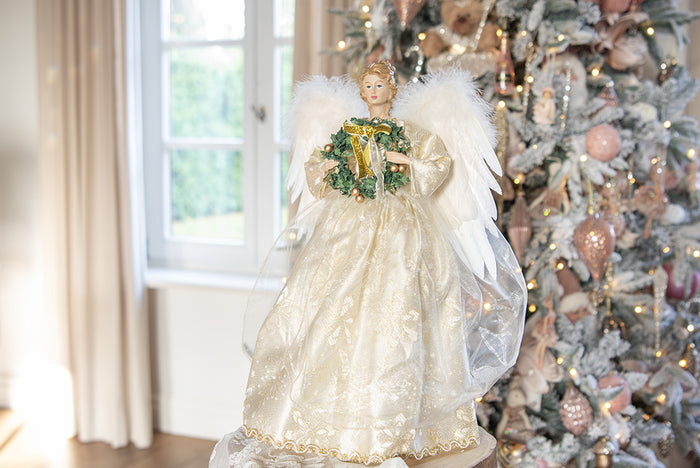 Clayre & Eef Kerstdecoratie Engel 46 cm Wit Kunststof