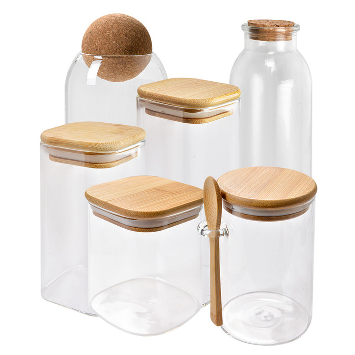 Clayre & Eef Voorraadpot 8x8x10 cm Transparant Glas