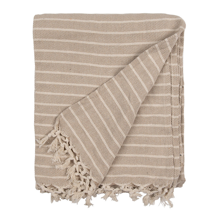 Clayre & Eef Plaid  125x150 cm Beige Katoen Strepen Deken