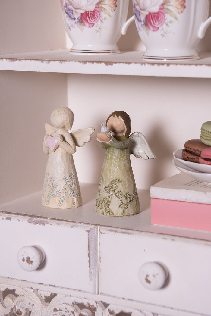 Clayre & Eef Decoratie Beeld Engel 12 cm Groen Polyresin