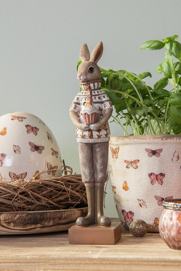 Clayre & Eef Beeld Konijn 28 cm Bruin Beige Polyresin