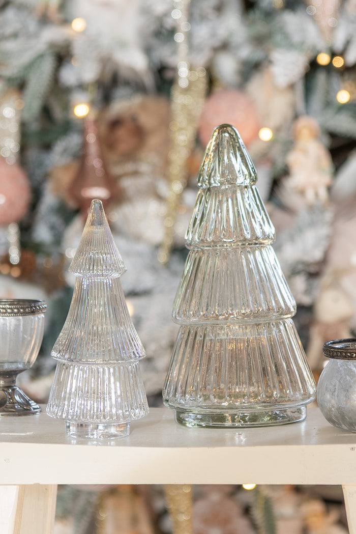 Clayre & Eef Glazen potje Kerstboom Ø 7x16 cm Transparant Glas
