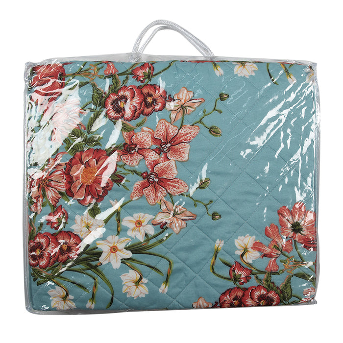 Clayre & Eef Bedsprei 240x260 cm Blauw Roze Katoen Bloemen