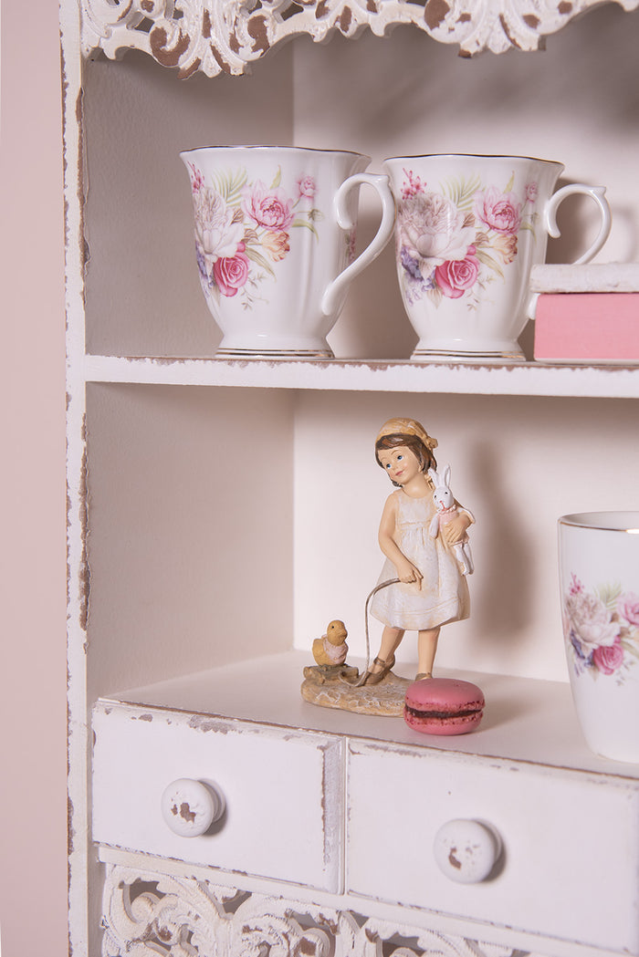 Clayre & Eef Beeld Meisje 15 cm Beige Polyresin