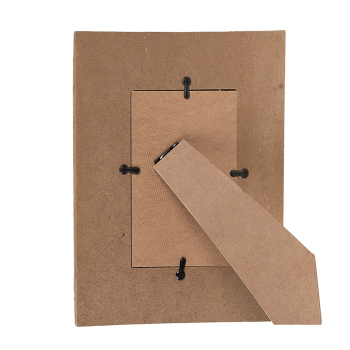 Clayre & Eef Fotolijst  10x15 cm Bruin Wit Hout Glas Rechthoek