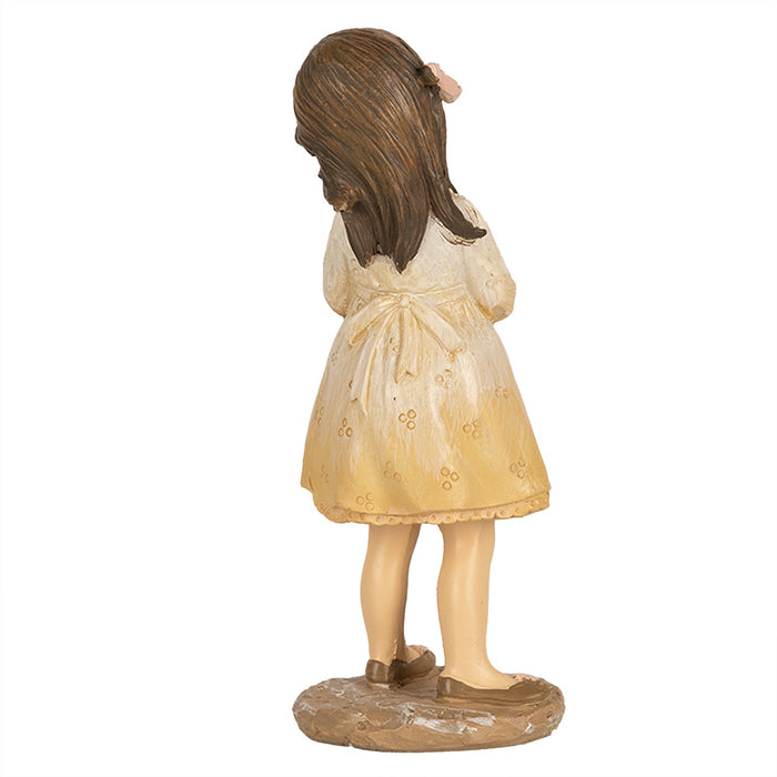 Clayre & Eef Beeld Meisje 15 cm Beige Polyresin