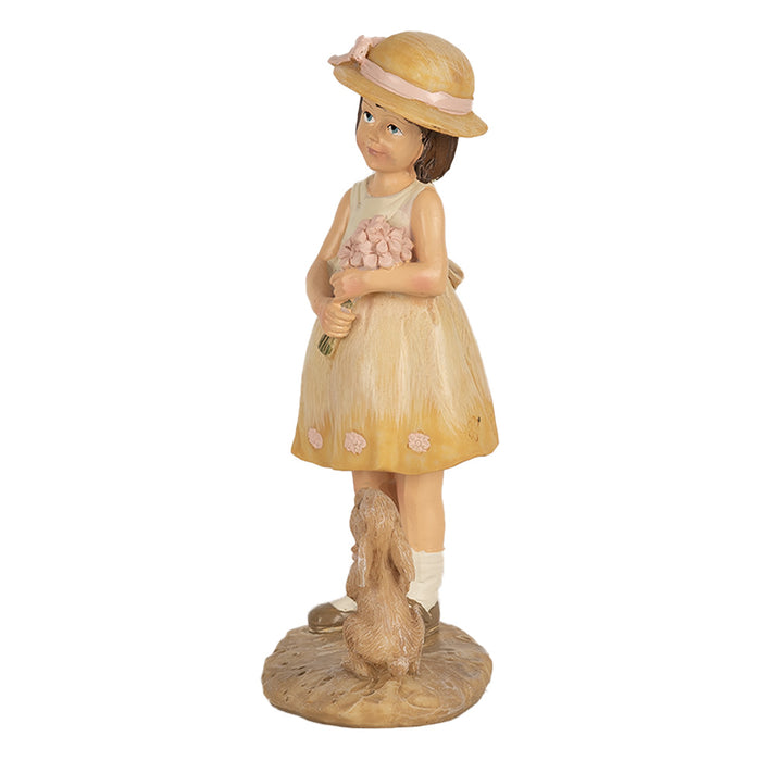 Clayre & Eef Beeld Meisje 15 cm Beige Polyresin