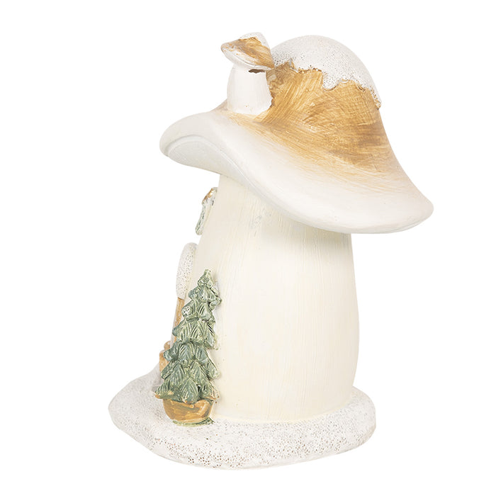 Clayre & Eef Decoratie Huis met LED Paddenstoel 13x12x15 cm Beige