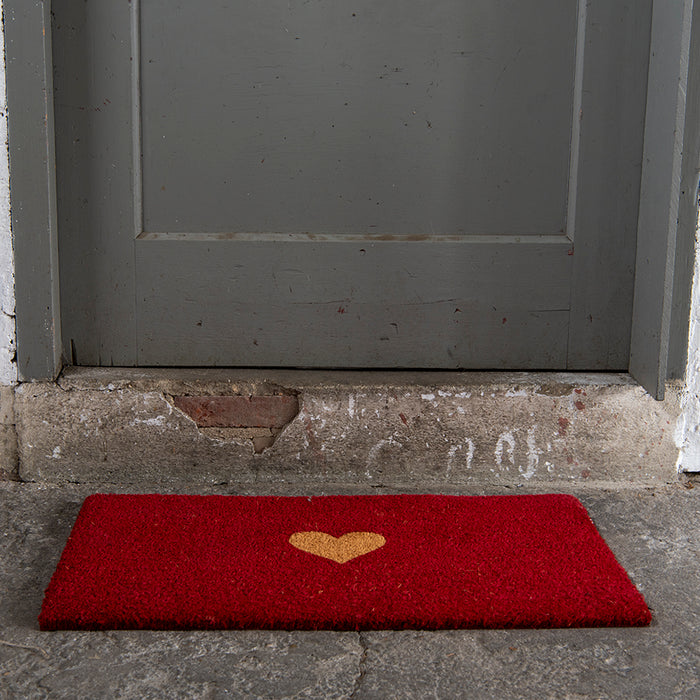 Clayre & Eef Deurmat 75x45 cm Rood Kokos Hart