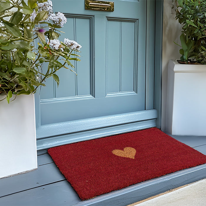 Clayre & Eef Deurmat 75x45 cm Rood Kokos Hart