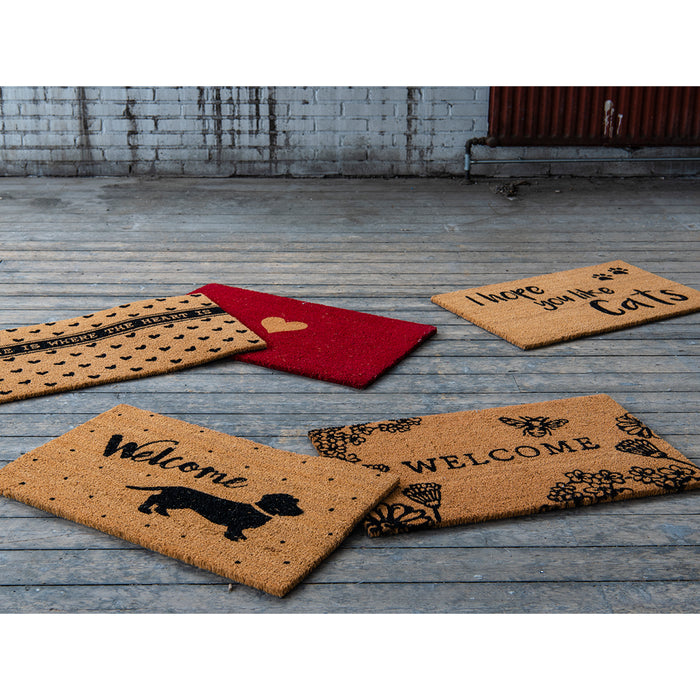 Clayre & Eef Deurmat 75x45 cm Rood Kokos Hart