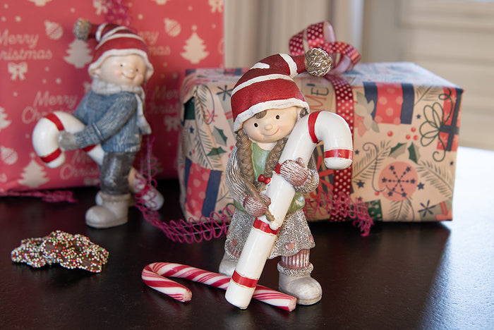 Clayre & Eef Decoratie Beeld Kind 18 cm Groen Polyresin