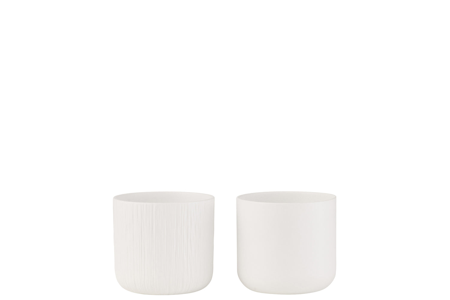 J-Line bloempot Gen - keramiek - wit - small - 2 stuks - Ø 13.5 cm