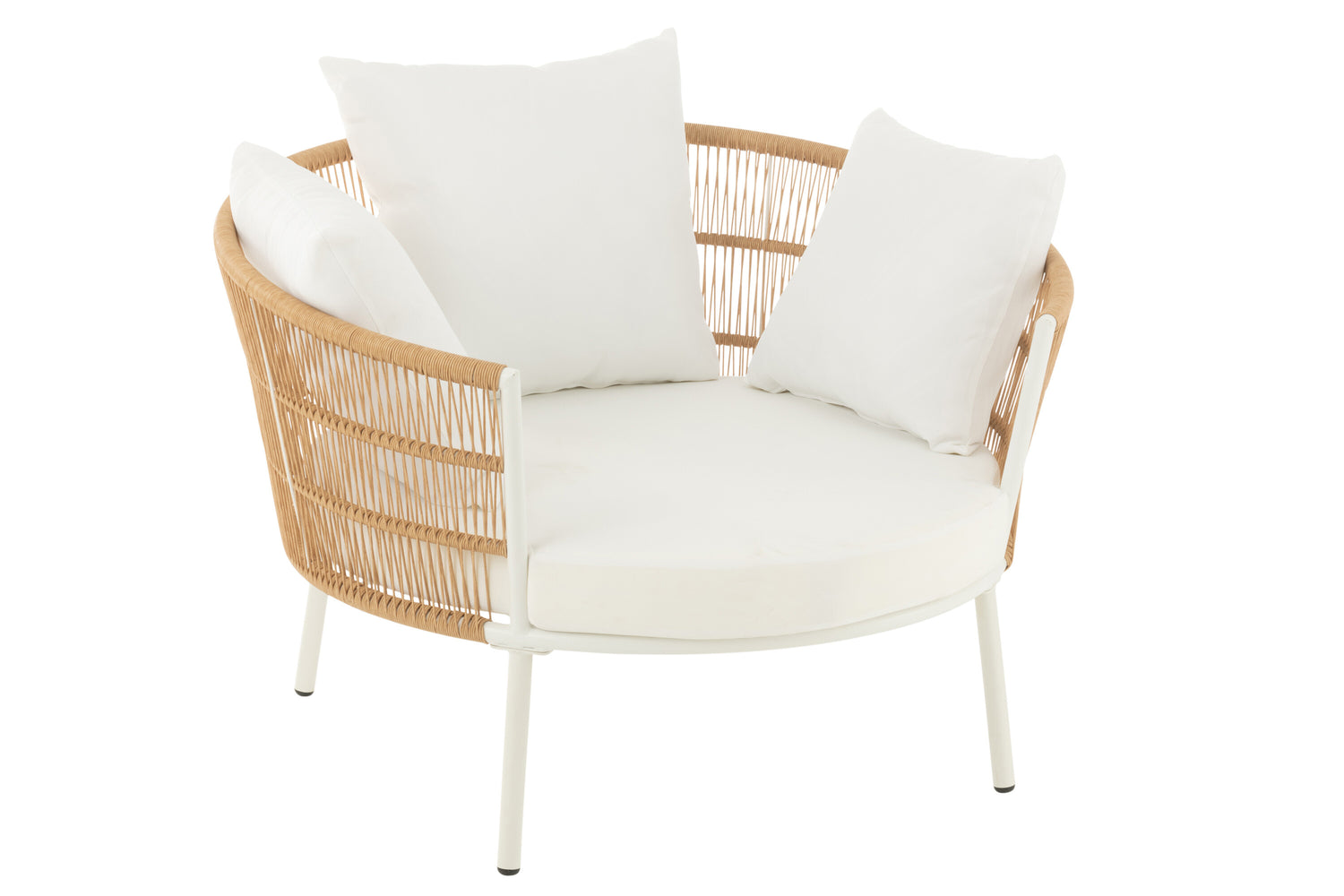 J-Line stoel Joa - metaal|rotan - wit|naturel